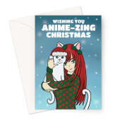 Cute Anime Girl Christmas Card