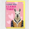 I love you llama time cute, funny animal anniversary card for wife, husband, boyfriend, girlfriend (Animalyser) Size A6/A5/A4/Square - A6: Single card