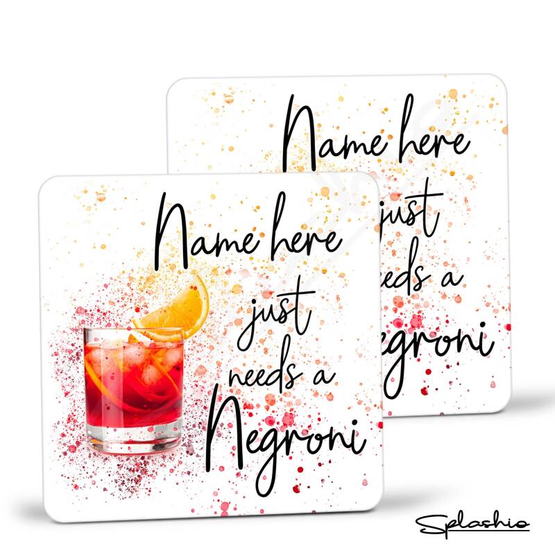 Coaster - NEGRONI Cocktail Personalised Coaster, Personalised, Fathers Day gift, Christmas Coaster, Birthday Gift, Home Bar Splash Art - Single Coaster