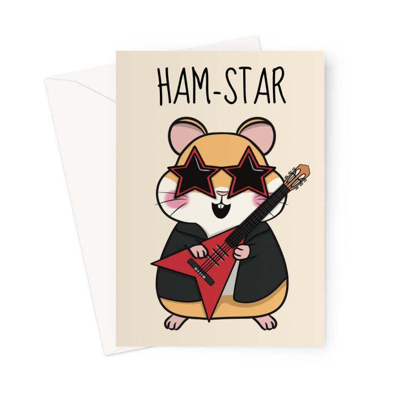 Rockstar Hamster Greeting Card - A5 Portrait - 1 Card