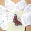English Butterfly Stick and Stitch Washable Transfers, Peacock, Red Admiral, Orange Tip, Meadow Brown,  Common Blue, Painted Lady, Brimstone