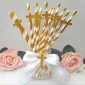 Christening Straws,Holy Communion Straws,Cross Straws,Gold Cross Straws