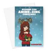 Cute Festive Anime Xmas Card For Daughter