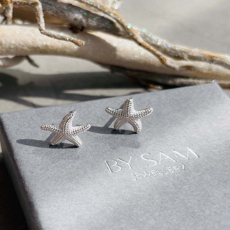 925 silver starfish earrings, dainty stud earrings, - Default Title