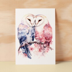 Anniversary Card For Wife Card for Anniversary Card For Husband Owl Anniversary Card For Couple Engagement Card For Couple Wedding Card - Small (4x6) / Blank Message