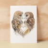 Anniversary or Valentine's Card for Her Anniversary Card for Wife Valentines Day Card For Husband Boyfriend or Girlfriend Brown Owls - Small (4x6) / Blank Message