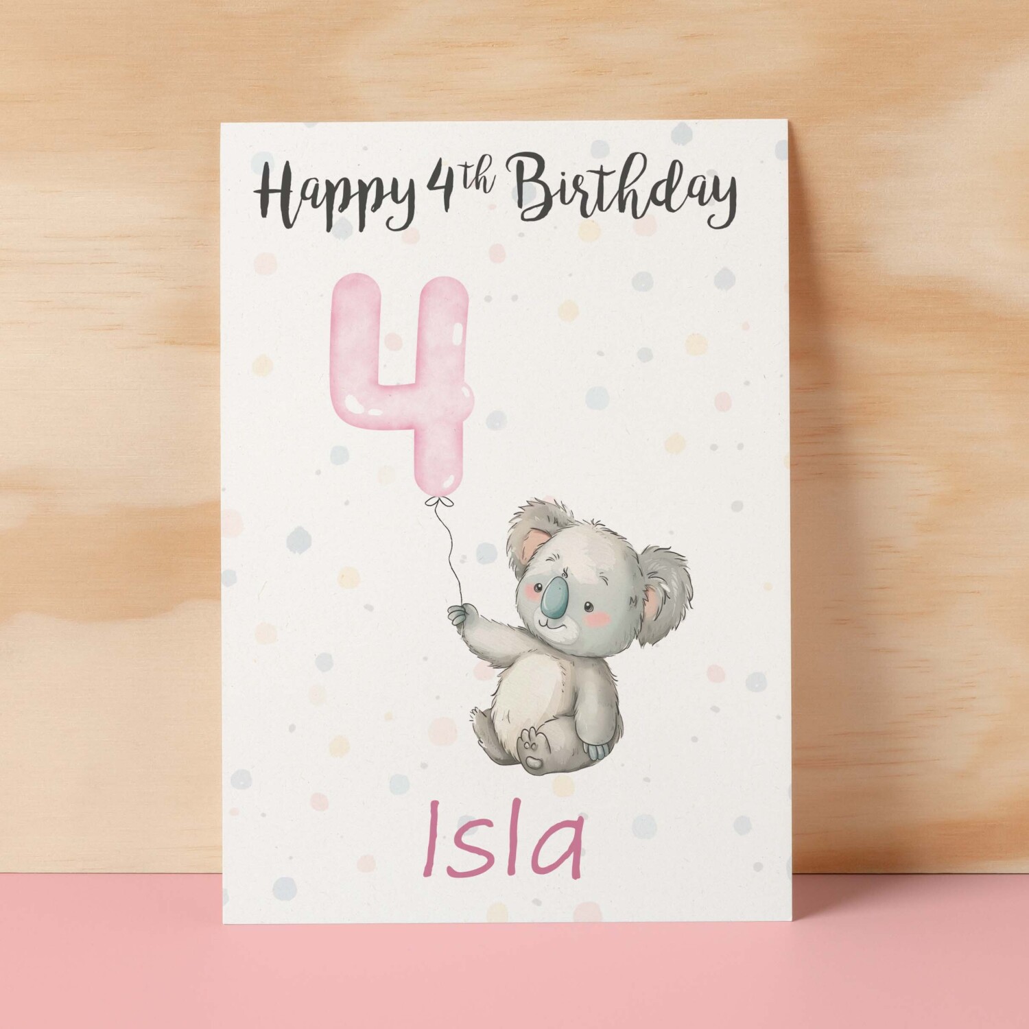 Personalised 1st, 2nd, 3rd, 4th, 5th Birthday Card for Daughter, Granddaughter, Niece, Goddaughter Girls Koala Card - 1 - One - Blank Message