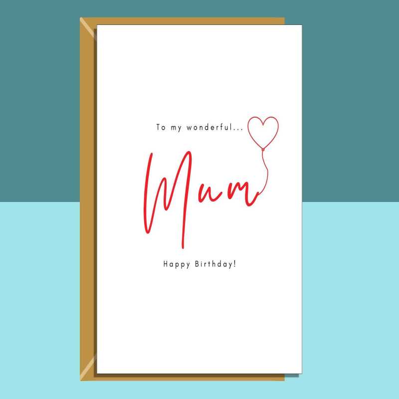 Mum birthday card - personalised inside if required - heartfelt birthday card for your mother whether she's turning 50, 60. 70, or any age - Blank inside - Small