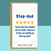 Step-Dad Father's Day Card - Personalised inside - Ideal funny cute card for Fathers Day