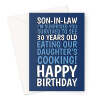 Funny Son-in-Law 30th Birthday Card - Survived Our Daughter's Cooking Joke - A5 Portrait - 1 Card