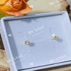 Dainty CZ sparkly stud earrings - Gold