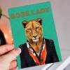 Boss Lady lioness new job animal in clothes card for female colleague, girlfriend, wife, partner, girl (Animalyser) Size A6/A5/A4/Square - A6: Single card