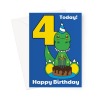 Cute Dinosaur 4th Birthday Card For Boy - A5 Portrait - 1 Card