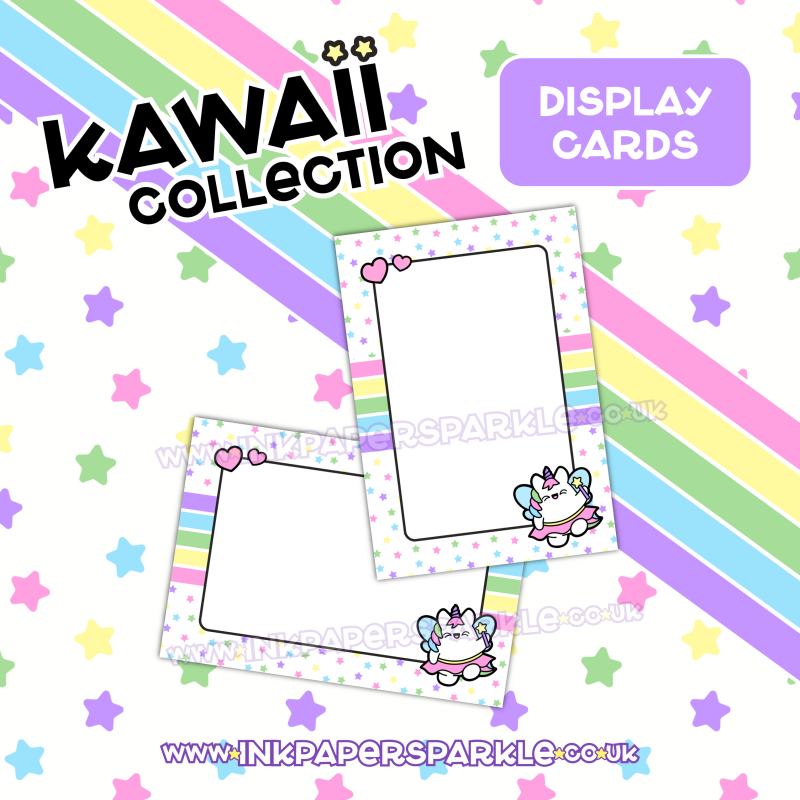 Kawaii Display Cards *New Designs* - Chubbicorn & Stars - A6 - Portrait