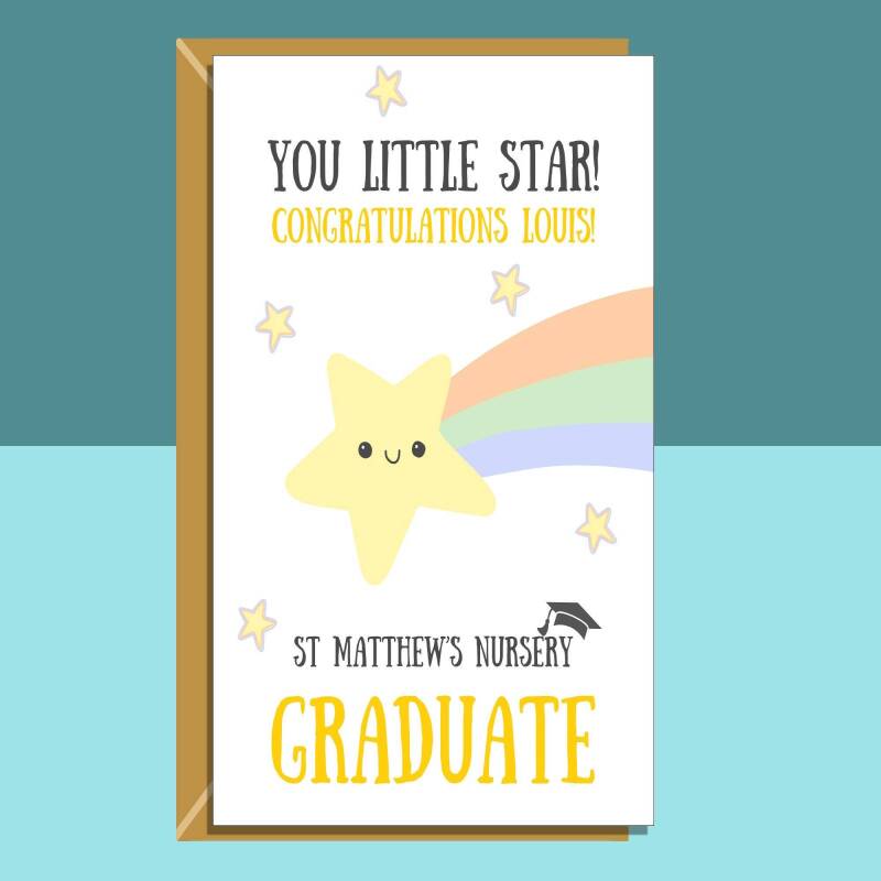 Nursery Graduation Card Personalised for Son, Daughter, Nephew, Niece, Grandson, Granddaughter - Pre-School Graduate - Regular - Blank