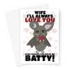 Cute Bat Wife Valentine's Card Greeting Card - A5 Portrait - 1 Card