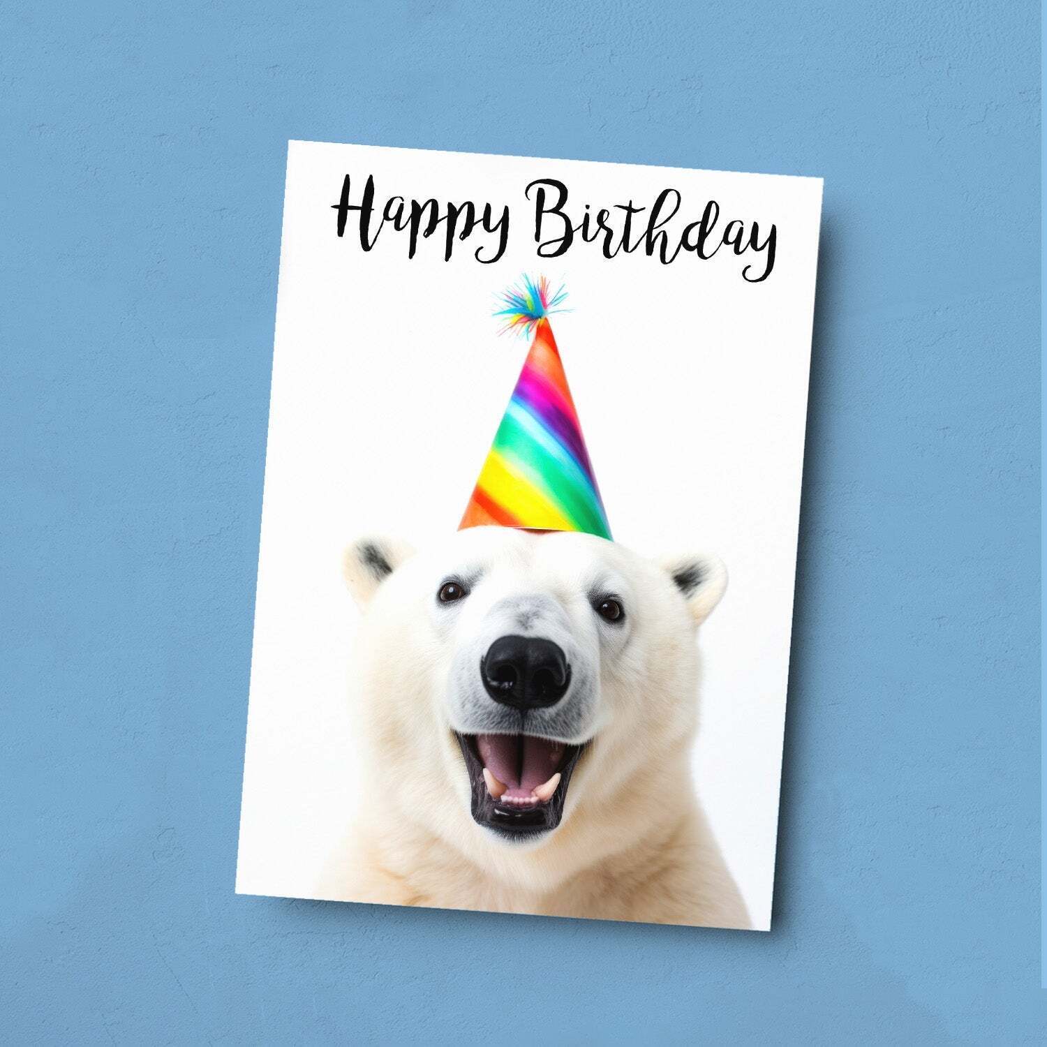 Birthday Card For Him or Her Fun Birthday Card of A Polar Bear Happy Birthday Card For Mum, Dad, Sister Brother - Small (4x6) / Blank Message