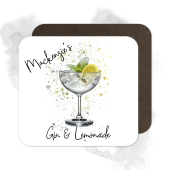 Personalised Gin & Lemonade Coaster with Splash Effect