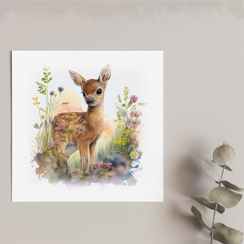 Notelet Card of a Deer For Anyone Any Occasion Card For Her or For Him Card For Birthday or Easter Card Thank You Card - Square (6x6) / Blank Message