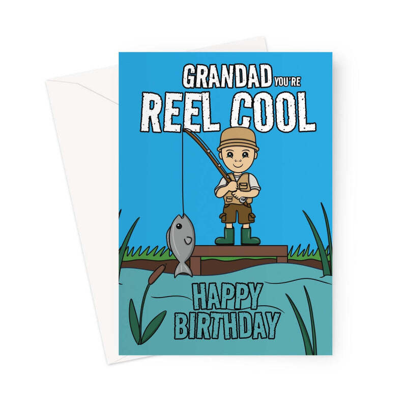 Fishing Birthday Card For Grandad - A5 Portrait - 1 Card