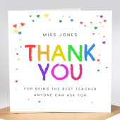 Thank you for being the best teacher anyone can ask for, Personalised Teacher Card