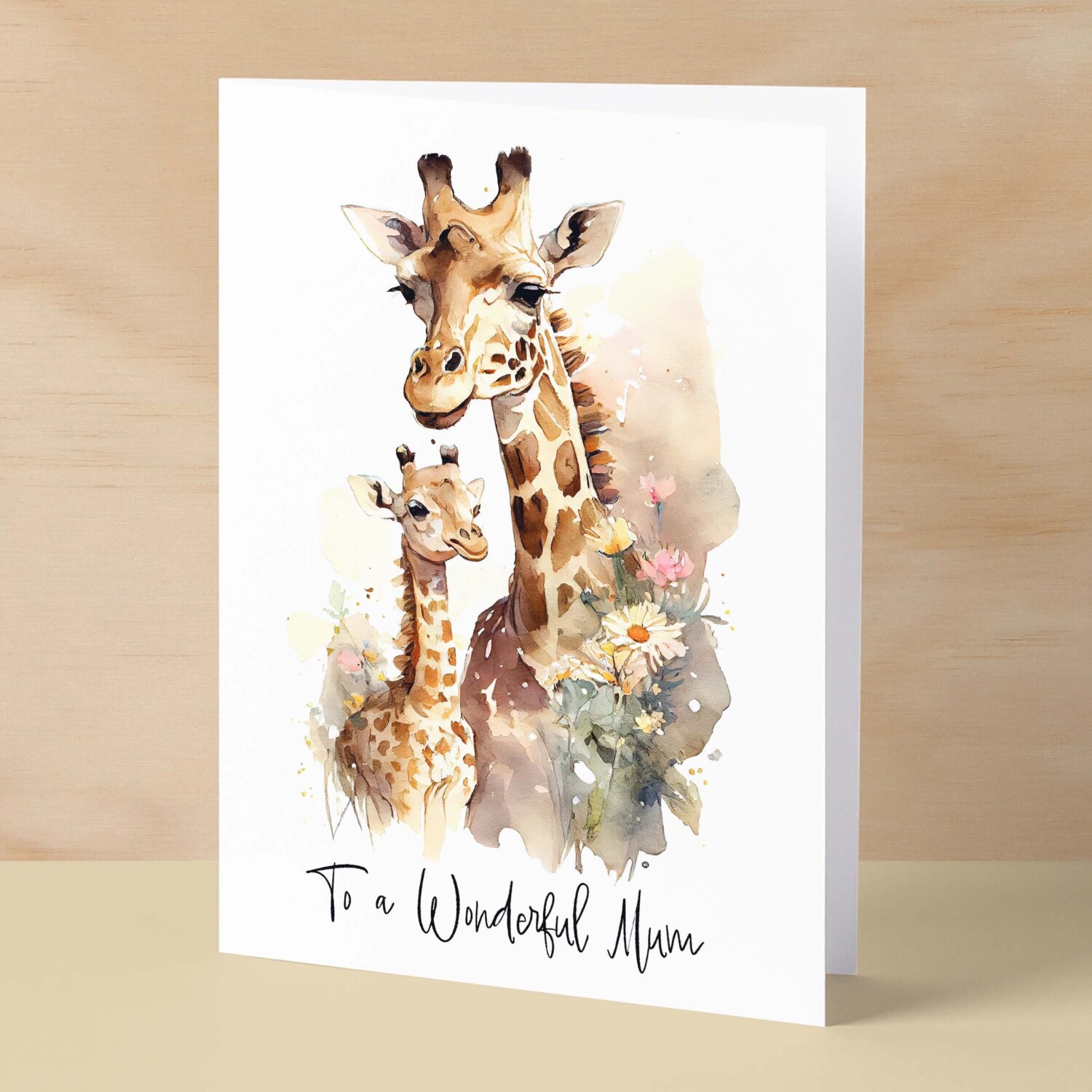 Birthday Card For Mum Card for Mothers Day Birthday Card For Her Birthday Gift For Mum Happy Birthday Card For Mum with Giraffe Illustration - Small (4x6) / Blank Message