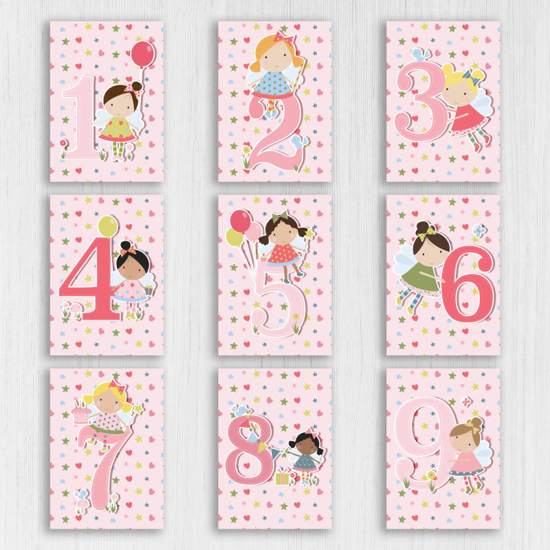 Fairy age 1st, 2nd, 3rd, 4th, 5th, 6th, 7th, 8th, 9th birthday card for children, girl, daughter, granddaughter (Size A6/A5/A4/Square 6x6") - A6: Single card