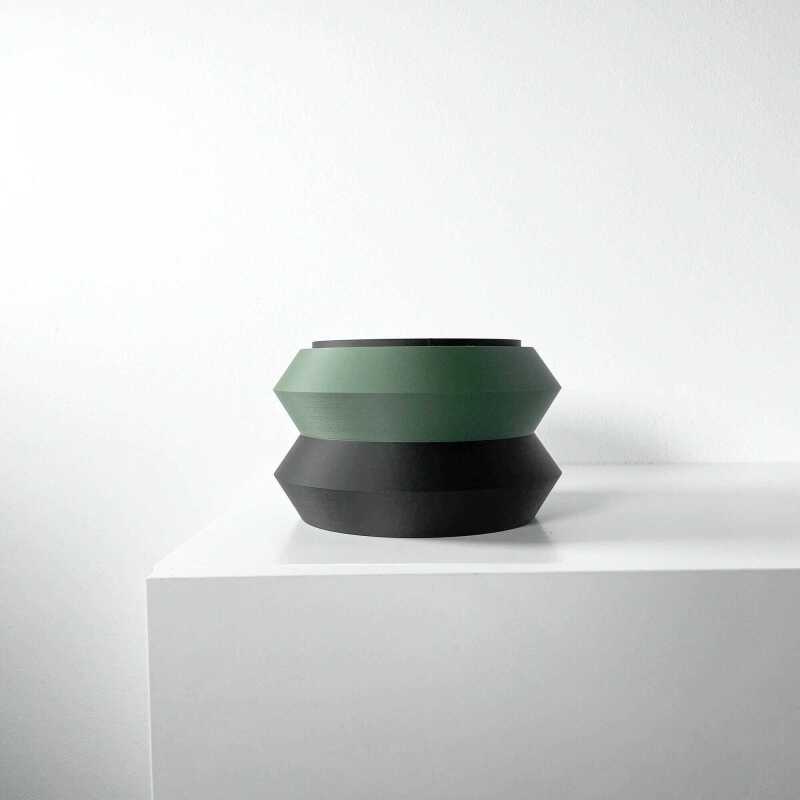 The Grafel Planter Pot with Drainage Tray & Stand Included - Matte Dark Green - 3"