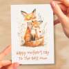 Mother's Day Card For Mum Cute Foxes Mother's Day Mothers Day card Mothering Sunday Happy Mother's Day Card For Mom Mommy Mum Mummy - Small (4x6) / Blank Message