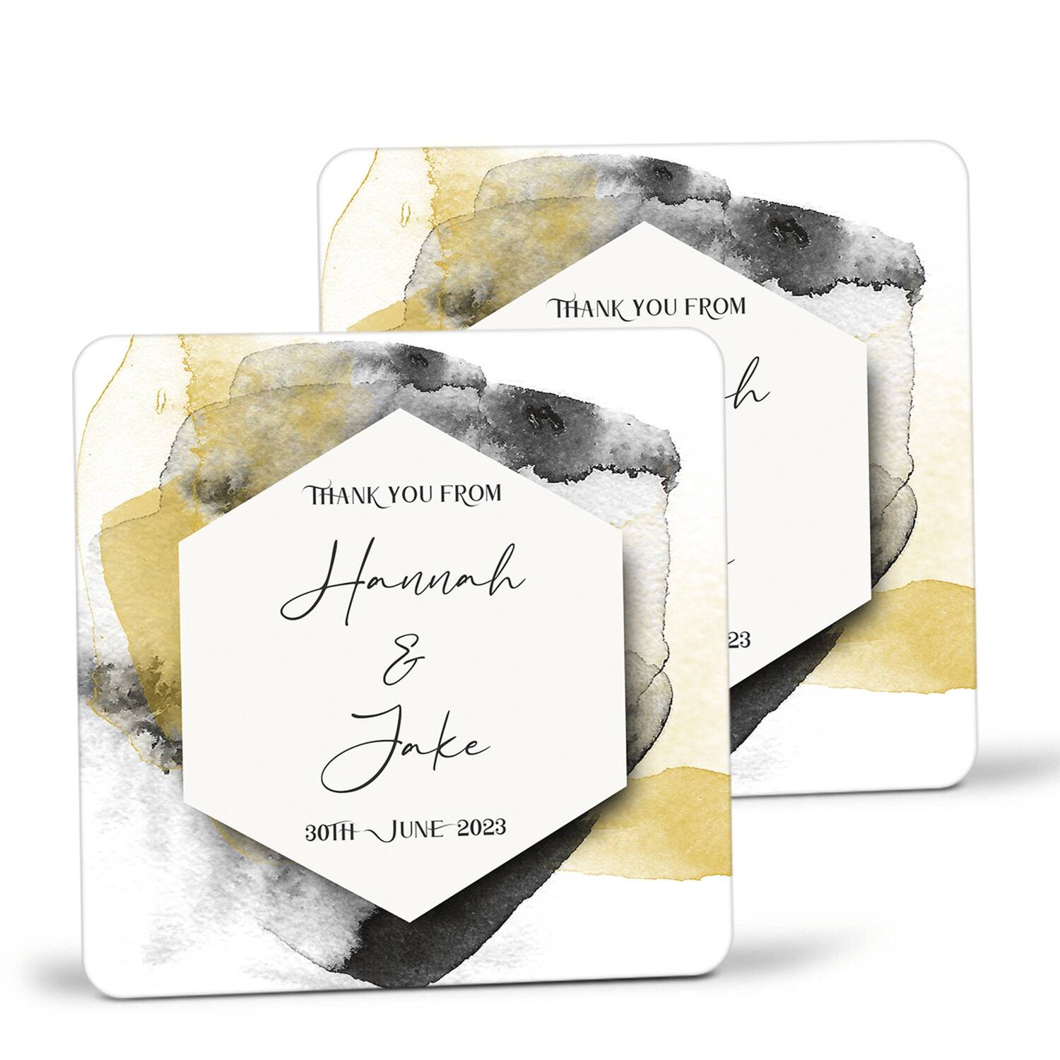 Gold & Black Wedding favour Coasters for guests