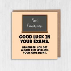 Remember you get a mark for spelling your name right funny good luck in your exams, GCSEs, A-Levels card (Size A6/A5/A4/Square 6x6") - A6: Single card