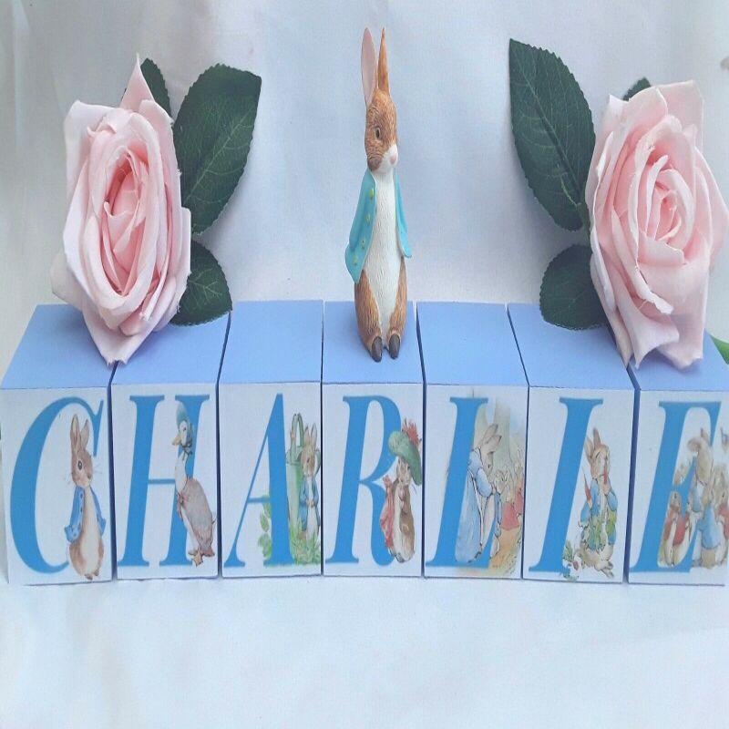 Personalised Peter Rabbit Blocks,Peter Rabbit Birthday,Peter Rabbit Room Deco - 4cm