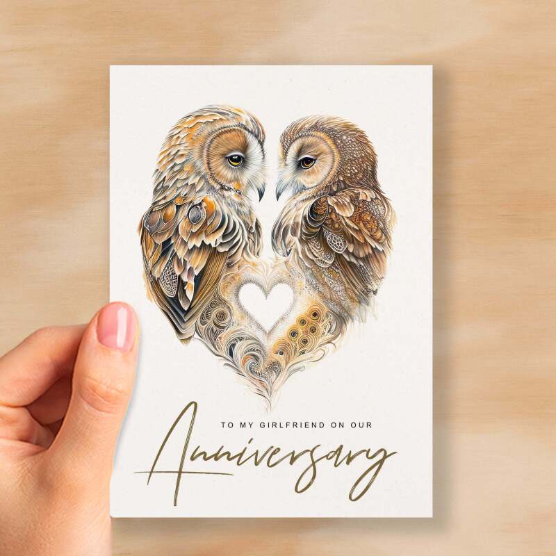 Anniversary Card For Girlfriend Anniversary Card To My Girlfriend Anniversary Card For Her Girlfriend Anniversary Card Love Birds Card - Small (4x6) / Blank Message