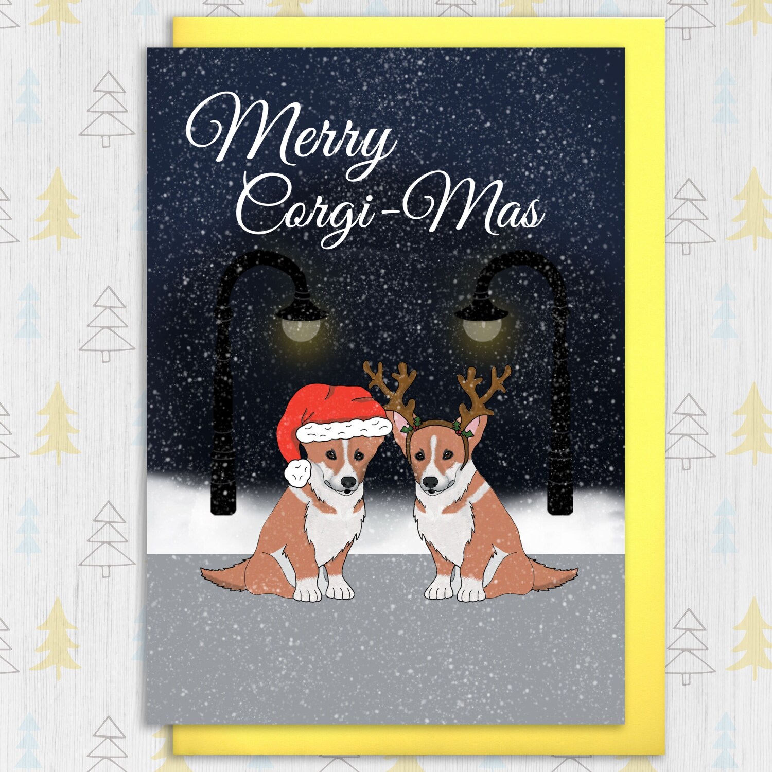 Merry Corgi-Mas funny corgi, dog, pet, Christmas, Xmas, Holidays, festive card from the pet dog, corgi lover (Size A6/A5/A4/Square 6x6") - A6: Single card