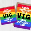 Funny gay birthday card, LGBTQ+, gay, lesbian: Happy birthday to a Very Important Gay VIG (Size A6/A5/A4/Square 6x6") - A6: Single card