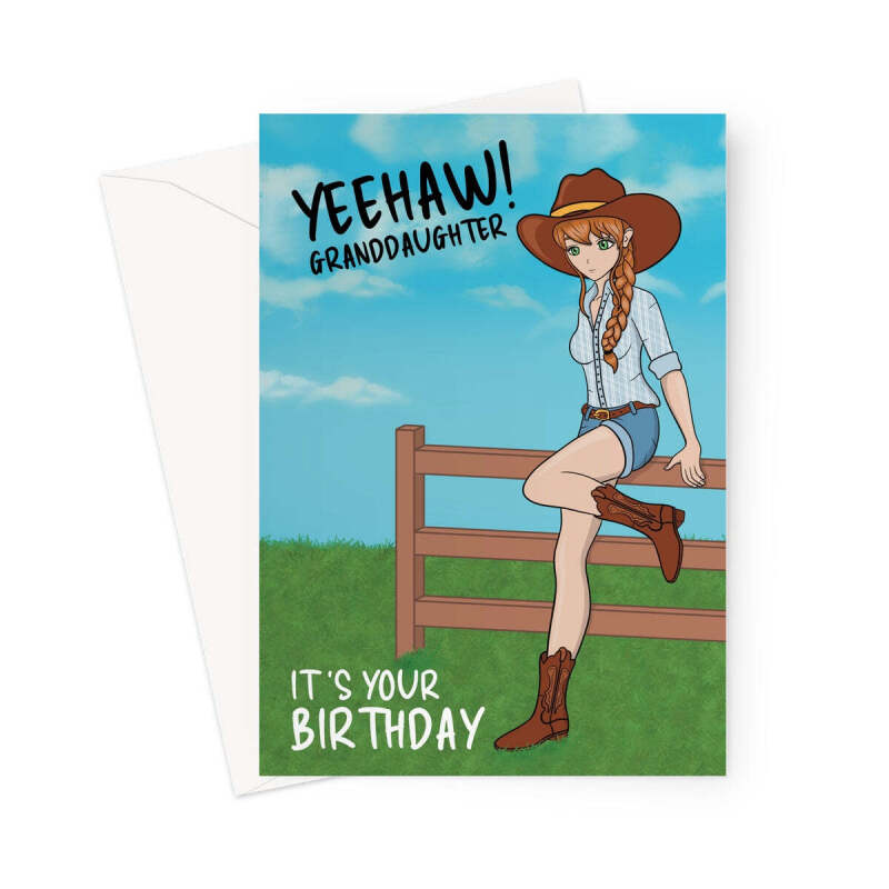 Cowgirl Birthday Card For Granddaughter - A5 Portrait - 1 Card