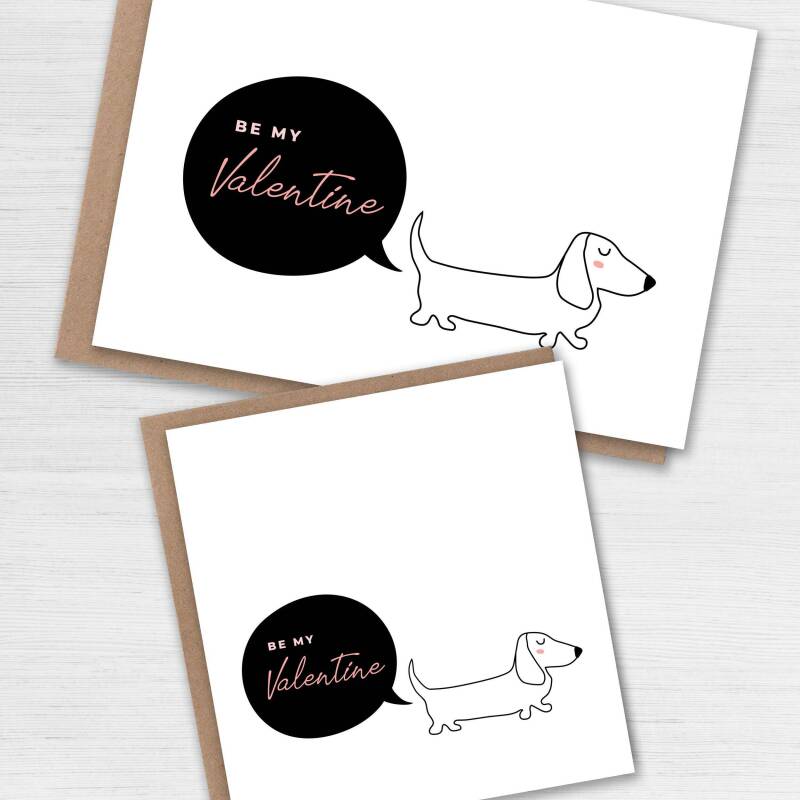 Be my Valentine dog Valentine's Day card for dog lover, dog owner, husband, wife, boyfriend, girlfriend, partner (Size A6/A5/A4/Square 6x6") - A6: Single card