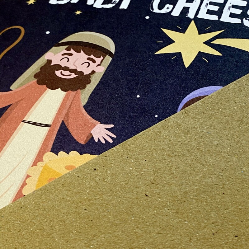 Baby Cheesus funny Jesus, cheese Christmas, Holidays, Xmas, festive card for friend, mate, neighbour, coworker (Size A6/A5/A4/Square 6x6") - A6: Single card