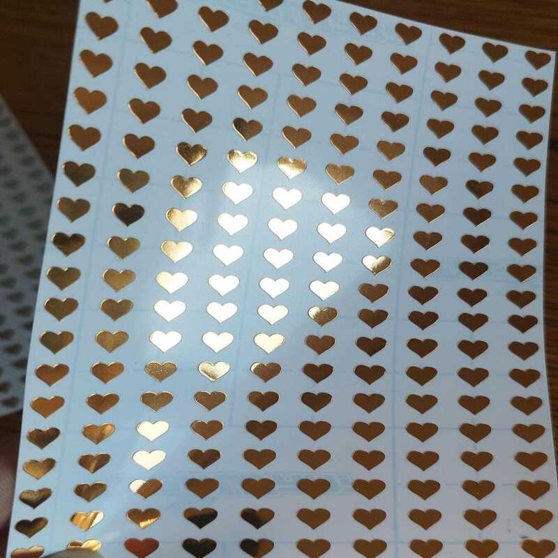 200 6mm Heart Stickers Gold, Silver, Holographic - Gold