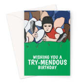 Rugby Birthday Card - Rugby Player Try