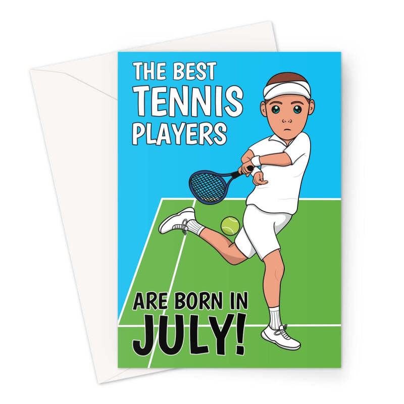 July Birthday Card For Man - Tennis Player Wimbledon - A5 Portrait - 1 Card