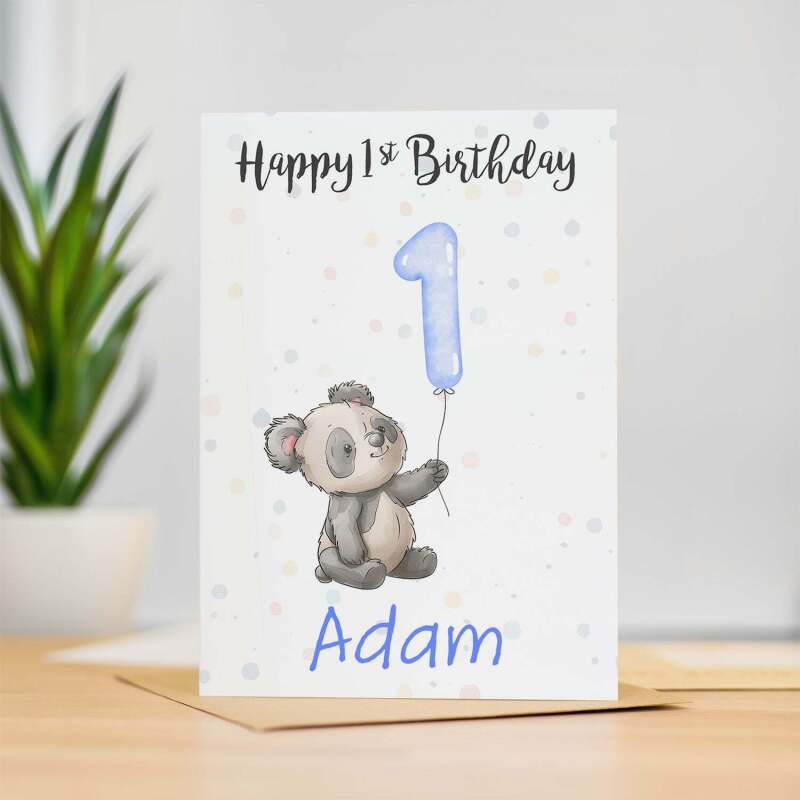 Personalised 1st, 2nd, 3rd, 4th, 5th Birthday Card for Son, Grandson, Nephew, Godson, Boys Panda Card - 1 - One - Blank Message