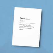 Birthday Card For Son Fun Dictionary Quote Card For Son Custom Message Card For Son Funny Birthday Card For Son