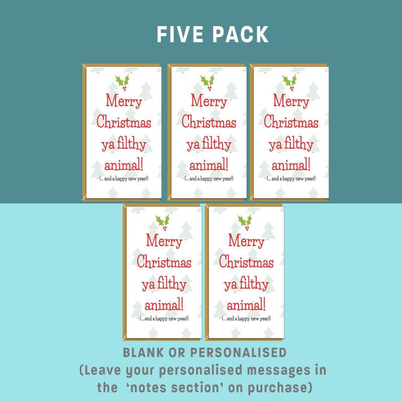 Funny Christmas Card - For Him or For Her - Home Alone - Merry Christmas Ya Filthy Animal - Personalised if needed - Single or Bundle Pack - Blank inside - One Card