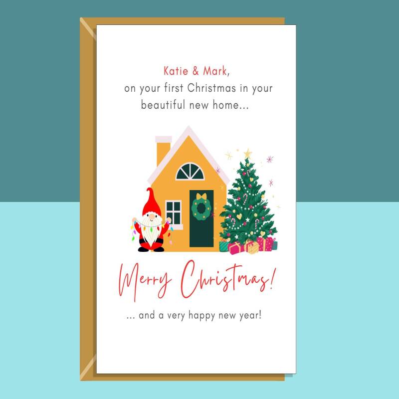 New Home Christmas Card - Ideal personalised Xmas card for someone spending their 1st Christmas in their new house... - Blank inside - Large