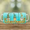 Sunflower/Bee Gnome mugs - mint green