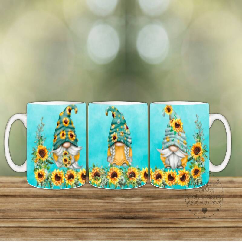 Sunflower/Bee Gnome mugs - mint green