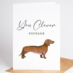 Clever Sausage Card, Congratulations on your exam results Card - A6 - 4.1" x 5.8"