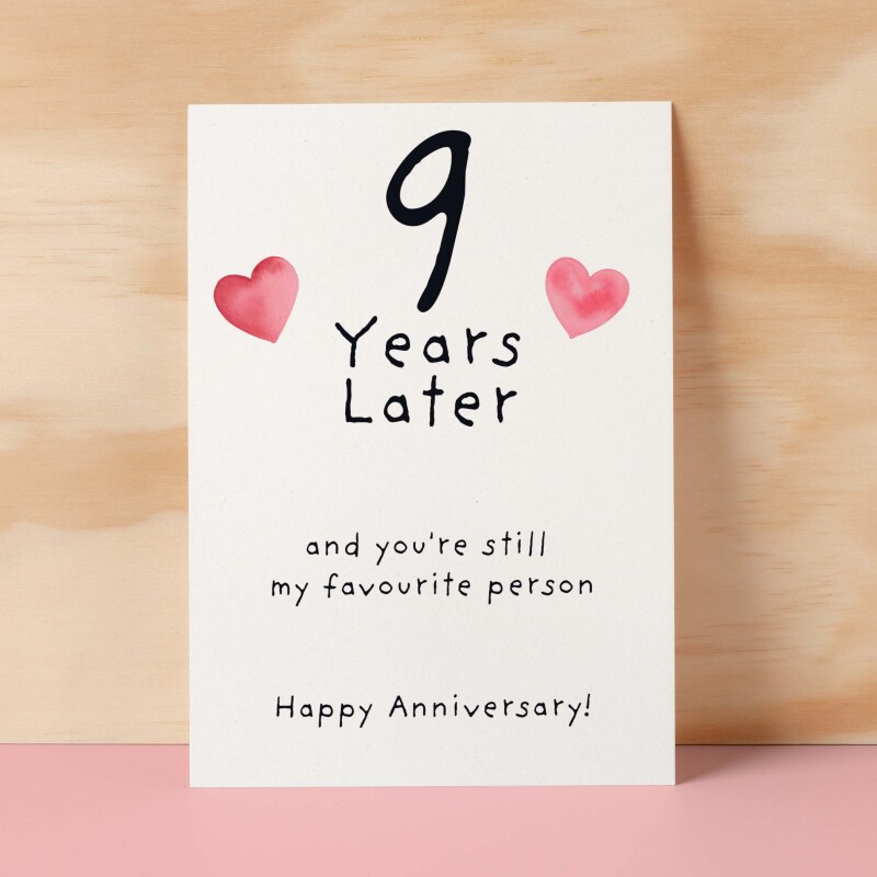 9th Wedding Anniversary Card For Wife Anniversary Card for Husband 9 Year Anniversary Card For Boyfriend or Girlfriend Ninth Anniversary - Large (5x7) / Blank Message