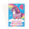 Magical Unicorn 4th Birthday Card - A5 Portrait - 1 Card